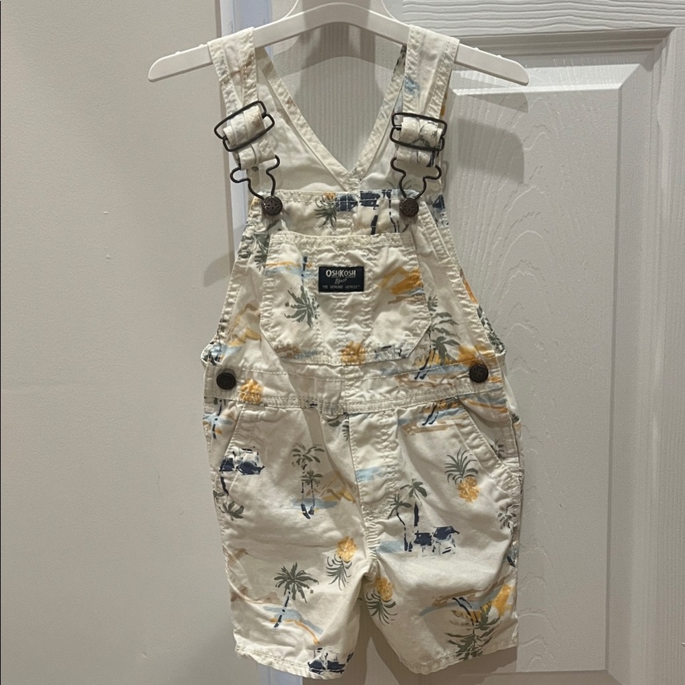OshKosh B'gosh Cream Tropical Print Kids Overalls